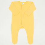 Salopeta maneca lunga si pantaloni cu botosei minion yellow uni - inchidere frontala | liloo