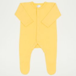 Salopeta maneca lunga si pantaloni cu botosei minion yellow uni - inchidere frontala