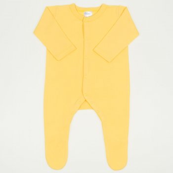 Salopeta maneca lunga si pantaloni cu botosei minion yellow uni - inchidere frontala