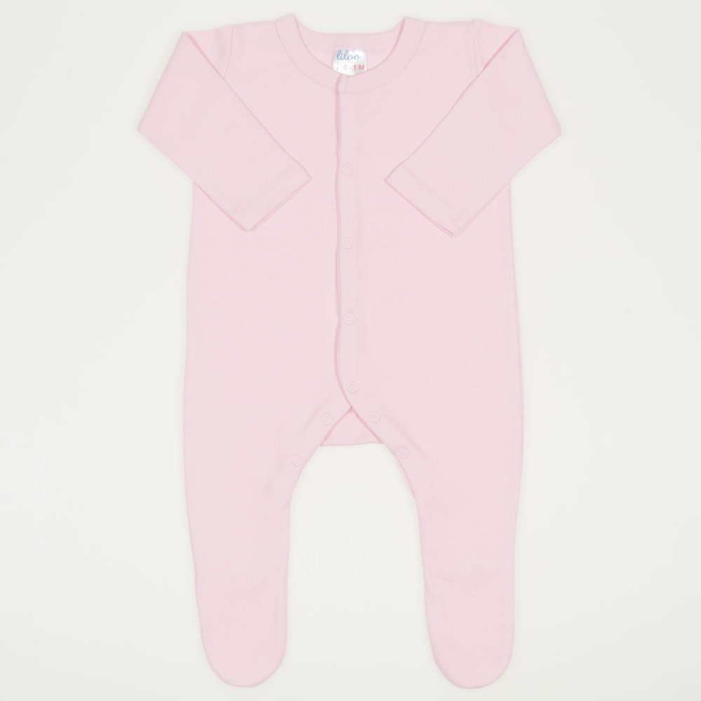 Salopeta maneca lunga si pantaloni cu botosei orchid pink uni - inchidere frontala | liloo