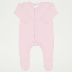 Salopeta maneca lunga si pantaloni cu botosei orchid pink uni - inchidere frontala