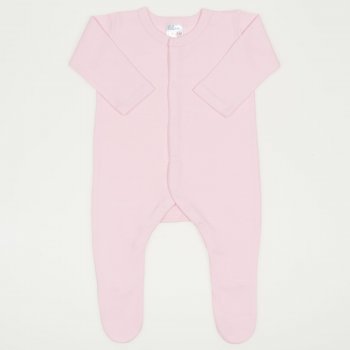 Salopeta maneca lunga si pantaloni cu botosei orchid pink uni - inchidere frontala