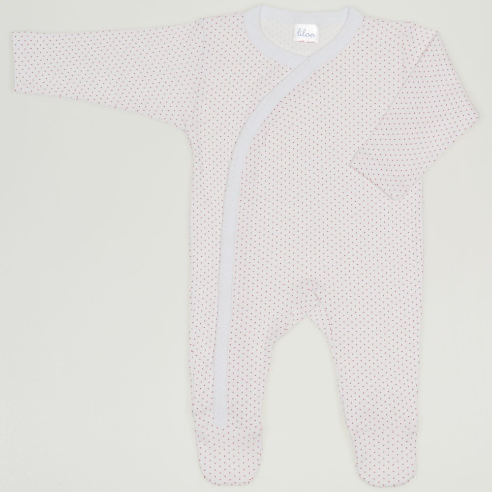 White long-sleeve sleep & play with footies with red dots | liloo