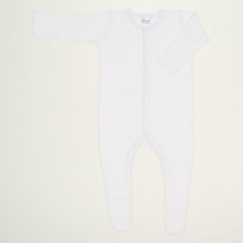 White long-sleeve sleep & play with footies (center-snap) | liloo