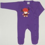 Purple deep lavender long-sleeve sleep & play with footies with Yak print  | liloo