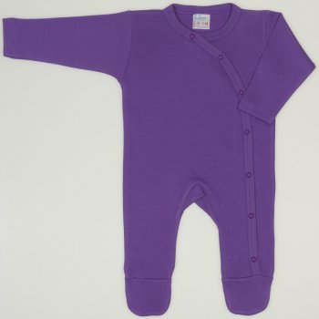 Salopeta maneca lunga si pantaloni cu botosei mov deep lavender uni