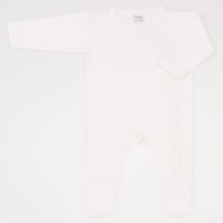 Ecru long-sleeve sleep & play with footies - premium multilayer material with model