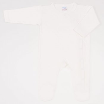 Ecru long-sleeve sleep & play with footies - premium multilayer material with model | liloo