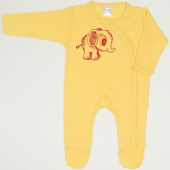 Minion yellow long-sleeve sleep & play with footies with elephant print