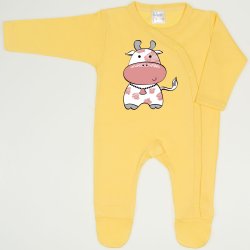 Minion yellow long-sleeve sleep & play with footies with cow print