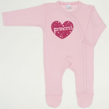 Orchid pink long-sleeve sleep & play with footies with princess print