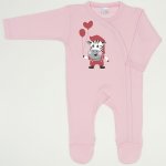 Orchid pink long-sleeve sleep & play with footies with zebra with balloons print  | liloo