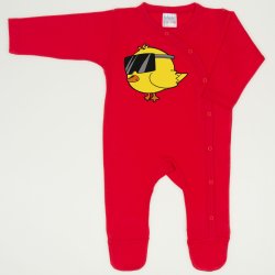 Red tomato long-sleeve sleep & play with footies chicken with glasses print