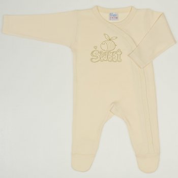 Vanilla custard long-sleeve sleep & play with footies with Sweet bee print 