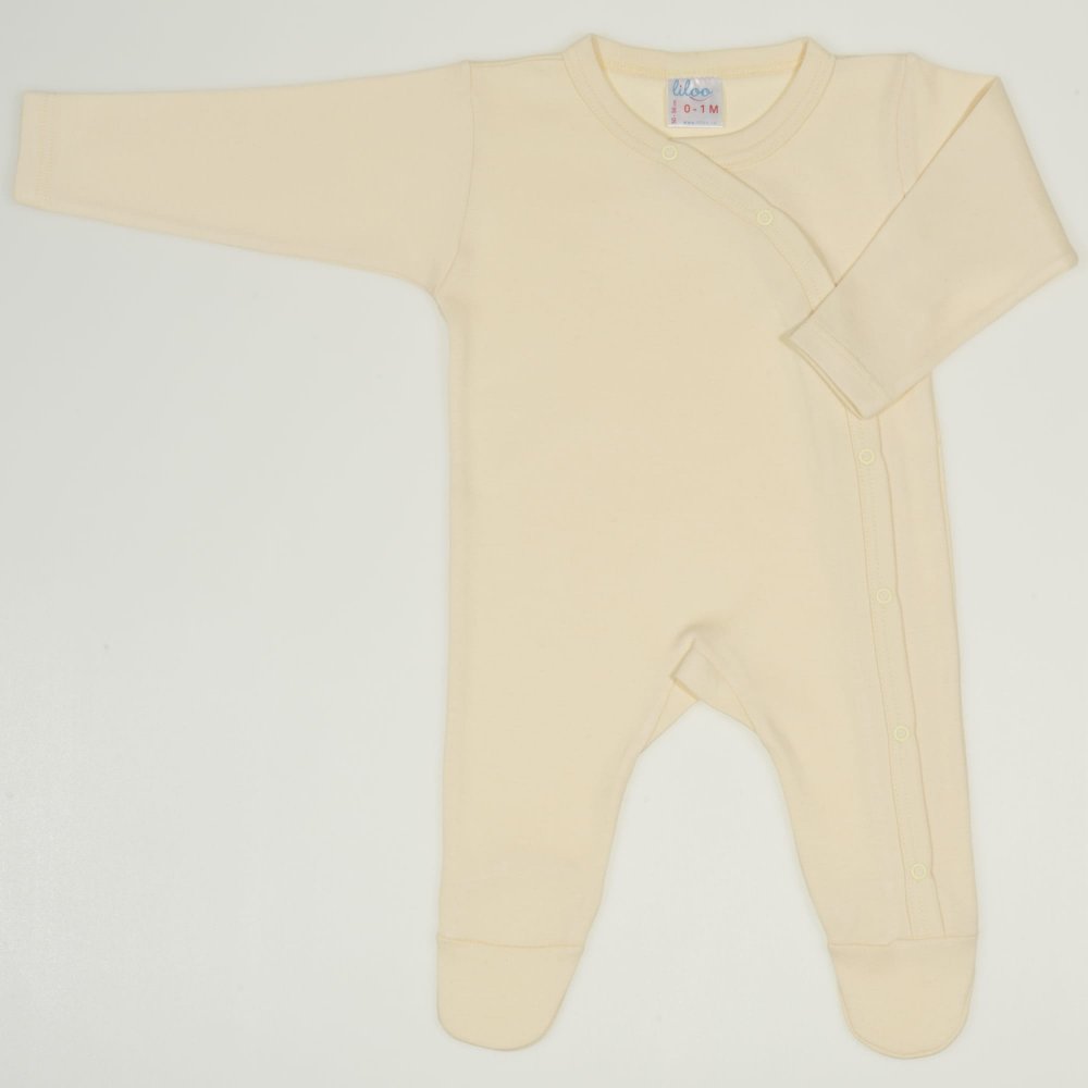 Vanilla custard long-sleeve sleep & play with footies  | liloo