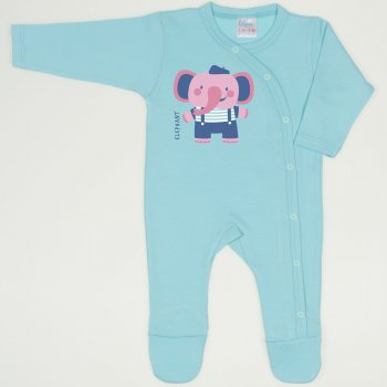 Blue radiance long-sleeve sleep & play with footies with elephant print 