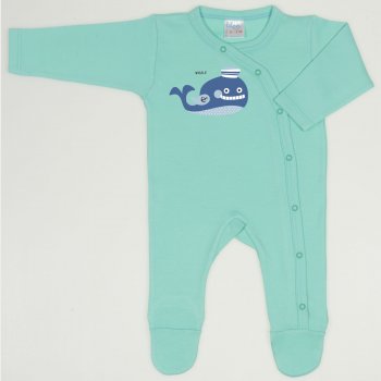 Cockatoo long-sleeve sleep & play with footies with whale print 