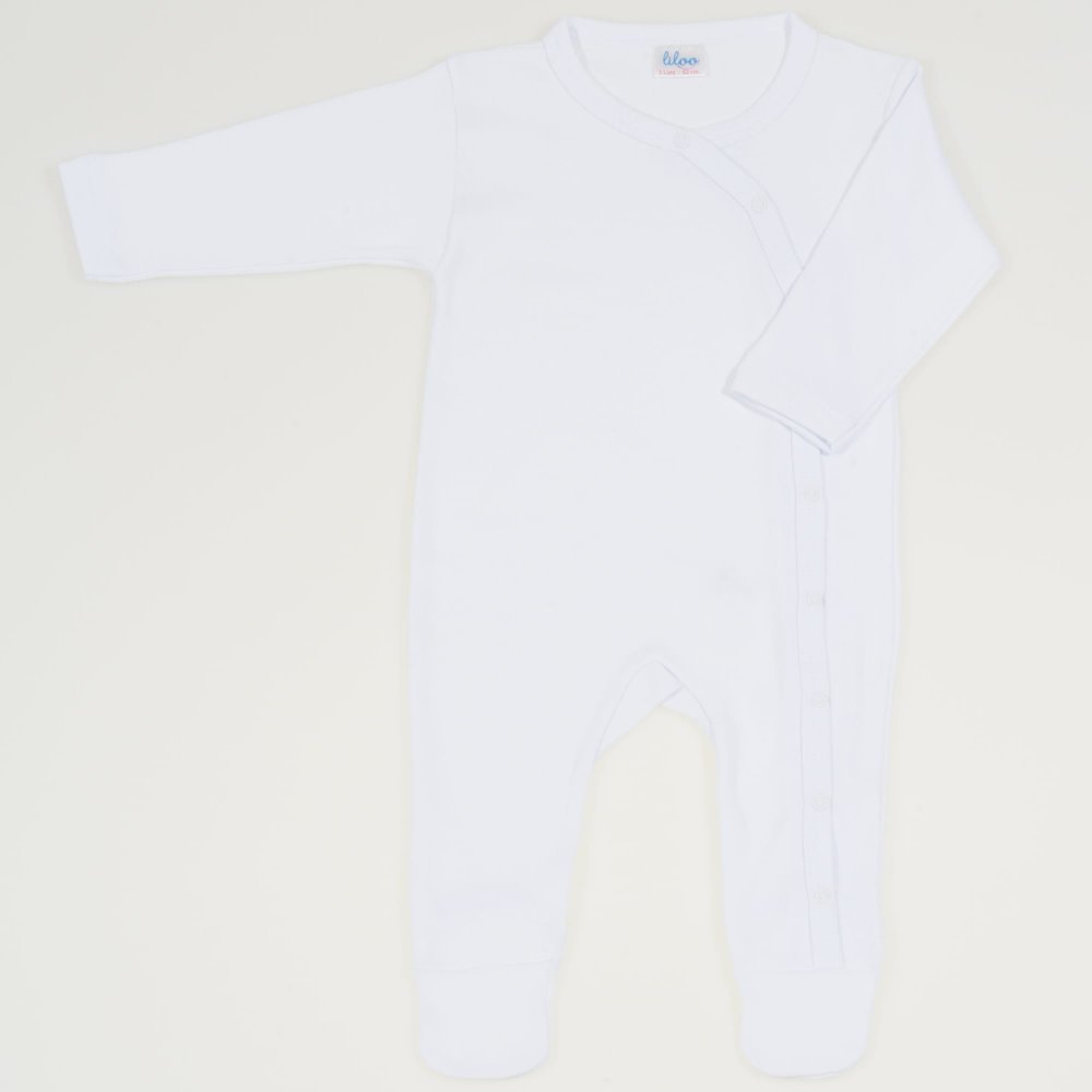 White long-sleeve sleep & play with footies (side-snap) | liloo