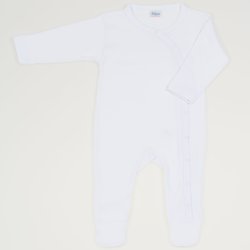 White long-sleeve sleep & play with footies (side-snap)