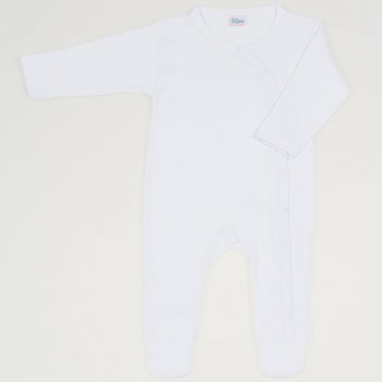 White long-sleeve sleep & play with footies (side-snap)