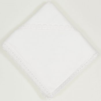 Ecru christening canvas with white lace