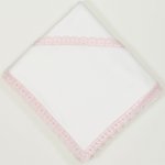 Ecru christening canvas with pink lace | liloo