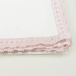 Ecru christening canvas with pink lace | liloo