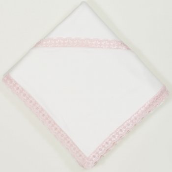 Ecru christening canvas with pink lace | liloo