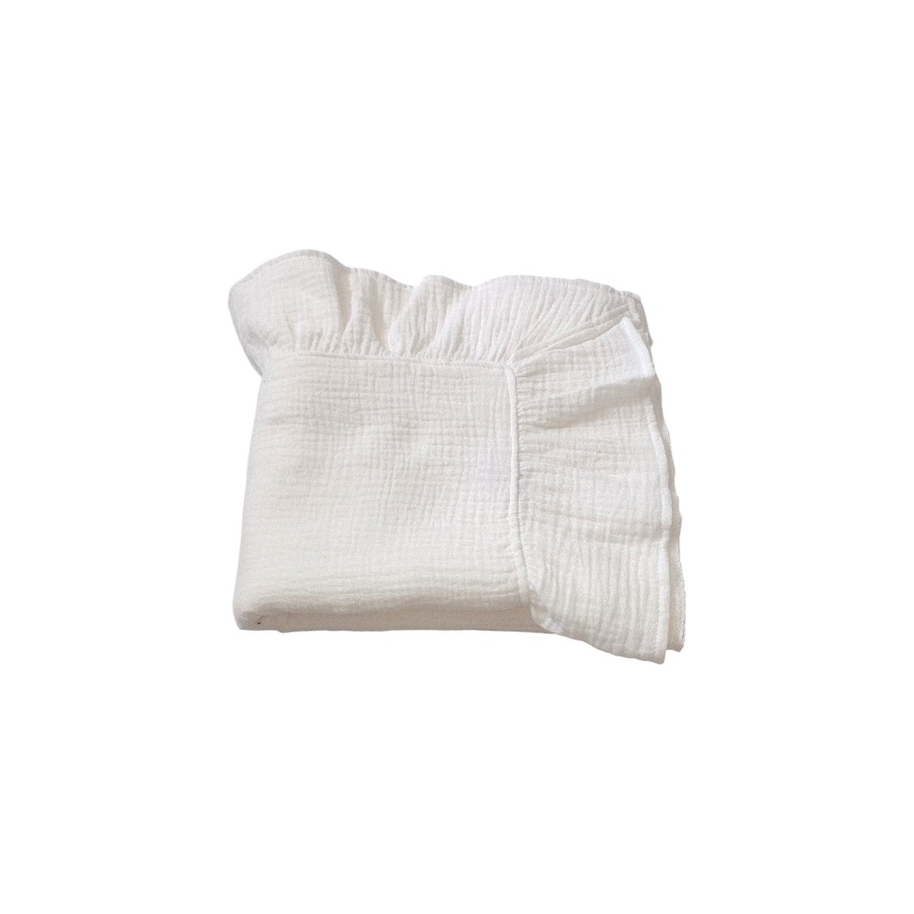 Paturica din muselina cu volan premium – Ivory | liloo