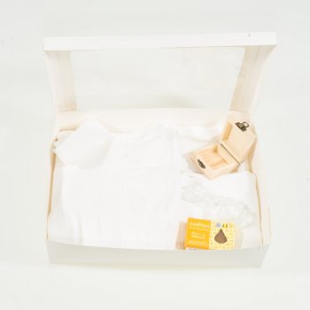 Trusou botez ivory premium din muselina