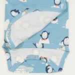 Aqua side-snaps long-sleeve bodysuit with gloves - organic cotton with penguins print | liloo