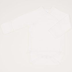Blanc de blanc side-snaps long-sleeve bodysuit with gloves 