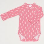 Salmone side-snaps long-sleeve bodysuit with gloves with sea ​​horses print | liloo