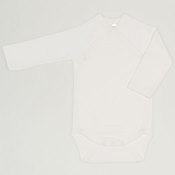 Blanc de blanc side snaps long sleeve bodysuit without print