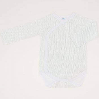 White side-snaps long-sleeve bodysuit with green dots | liloo