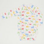 White side-snaps long-sleeve bodysuit with transport toys print | liloo