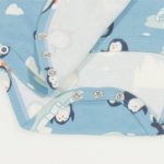 Body capse laterale maneca lunga - bumbac organic aqua imprimeu model pinguini | liloo