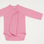 Brandied apricot organic cotton side-snaps long-sleeve bodysuit with gloves | liloo