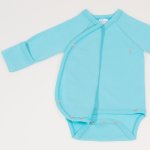 Blue radiance side-snaps long-sleeve bodysuit with gloves | liloo