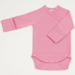 Brandied apricot organic cotton side-snaps long-sleeve bodysuit with gloves 
