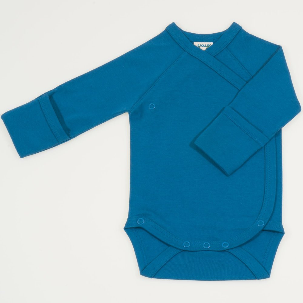 Midnight organic cotton side-snaps long-sleeve bodysuit with gloves | liloo