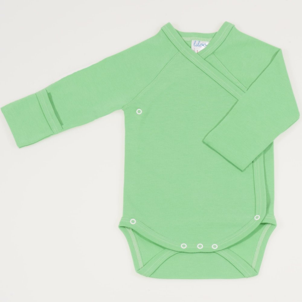 Irish green side-snaps long-sleeve bodysuit with gloves | liloo