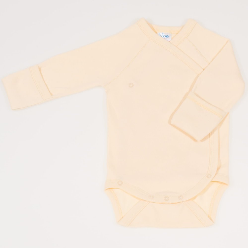 Vanilla custard side-snaps long-sleeve bodysuit with gloves | liloo