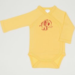 Minion yellow side-snaps long-sleeve bodysuit with elephant print