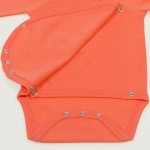 Salmon living coral side-snaps long-sleeve bodysuit with cool cat print  | liloo