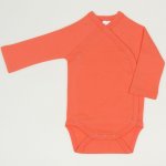 Salmon living coral side-snaps long-sleeve bodysuit  | liloo