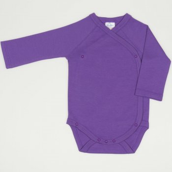 Purple deep lavender side-snaps long-sleeve bodysuit | liloo