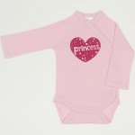  Orchid pink side-snaps long-sleeve bodysuit with princess print  | liloo