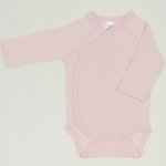 Pink side-snaps long-sleeve bodysuit -  premium multilayer material with model | liloo