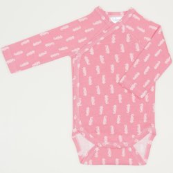 Salmone side-snaps long-sleeve bodysuit with sea ​​horses print